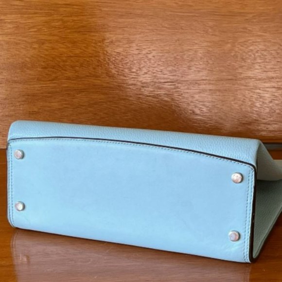 Kate Spade ♠ Romy Medium Satchel Frosted Spearmint Turn Lock Light Blue Bag RARE - Picture 11 of 16